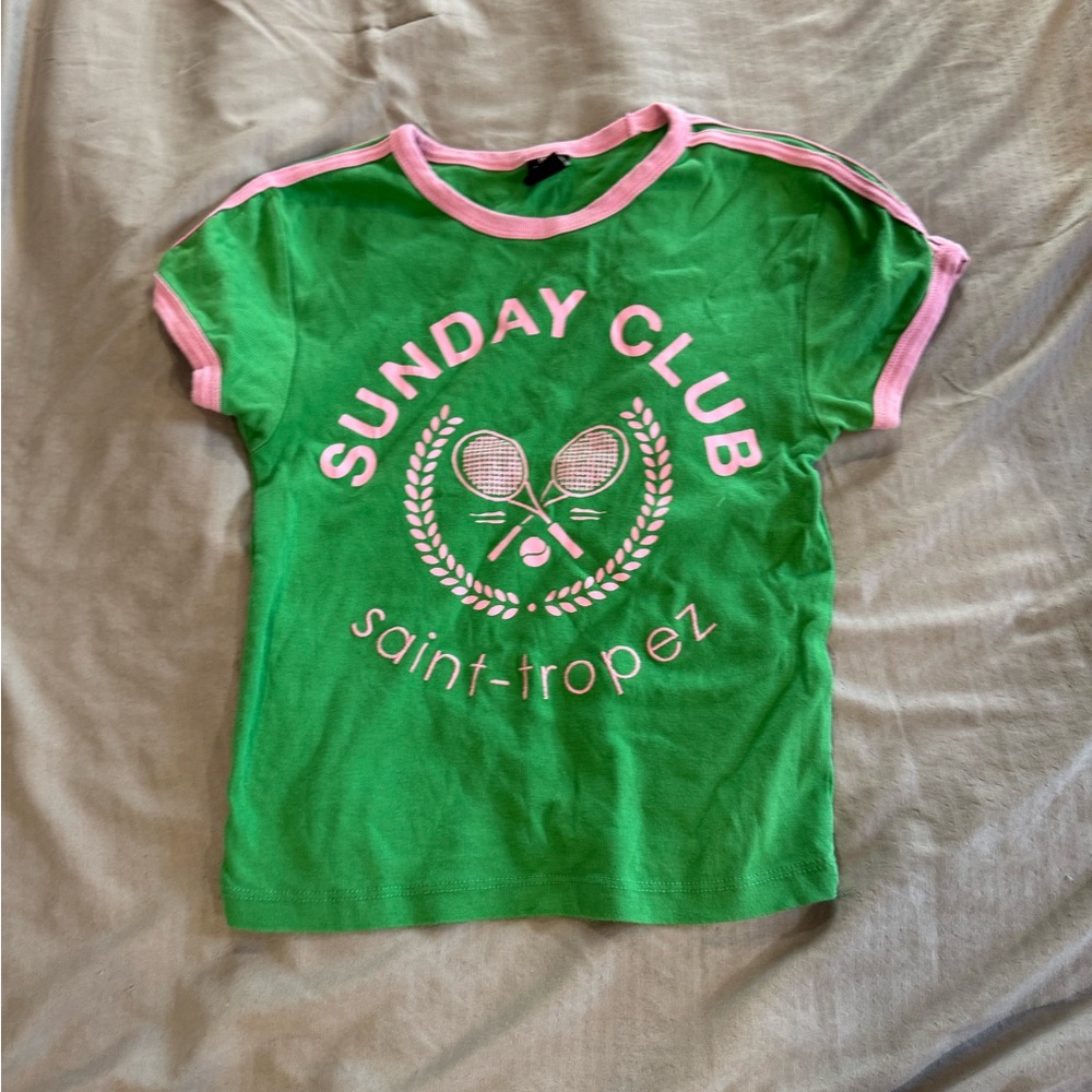 Green and Pink Urban Outfitters Crop Top
